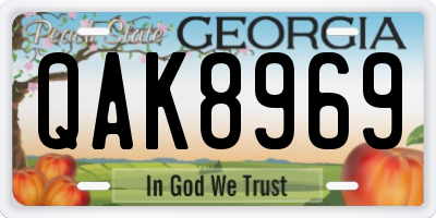 GA license plate QAK8969