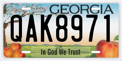 GA license plate QAK8971