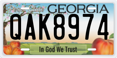 GA license plate QAK8974