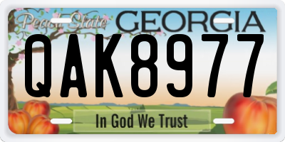 GA license plate QAK8977