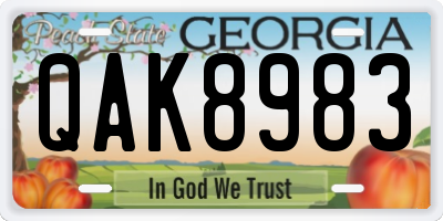GA license plate QAK8983