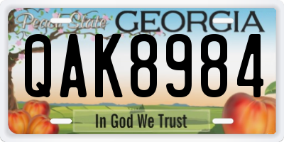 GA license plate QAK8984