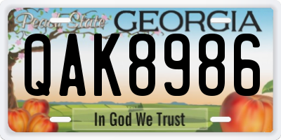 GA license plate QAK8986
