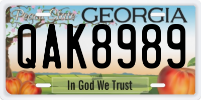 GA license plate QAK8989
