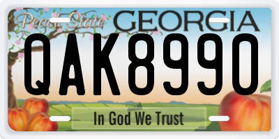 GA license plate QAK8990