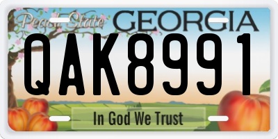 GA license plate QAK8991