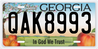 GA license plate QAK8993