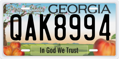 GA license plate QAK8994