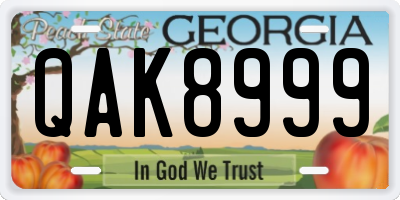 GA license plate QAK8999