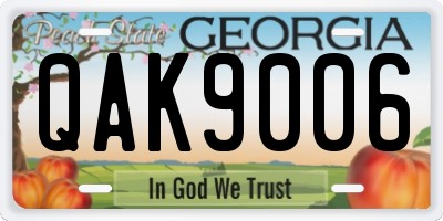 GA license plate QAK9006