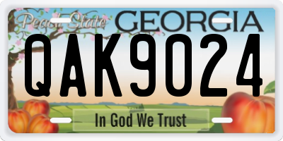 GA license plate QAK9024