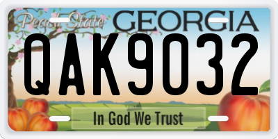 GA license plate QAK9032