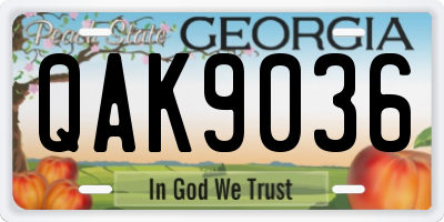 GA license plate QAK9036