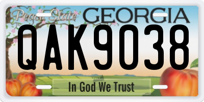 GA license plate QAK9038