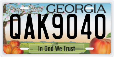GA license plate QAK9040