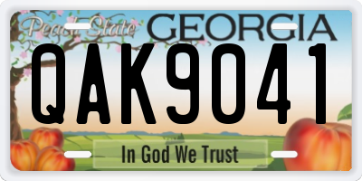 GA license plate QAK9041