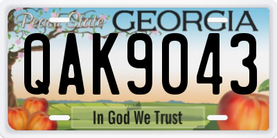 GA license plate QAK9043