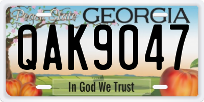 GA license plate QAK9047
