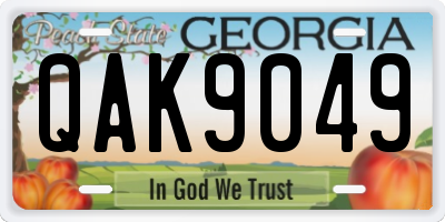 GA license plate QAK9049