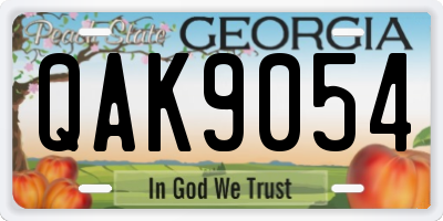 GA license plate QAK9054