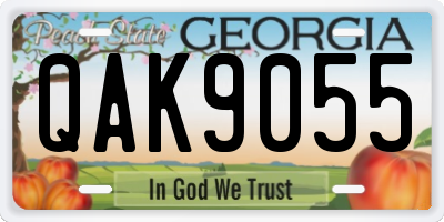 GA license plate QAK9055