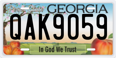 GA license plate QAK9059