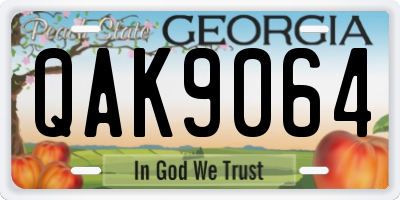 GA license plate QAK9064