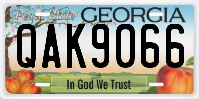 GA license plate QAK9066