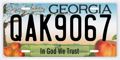 GA license plate QAK9067