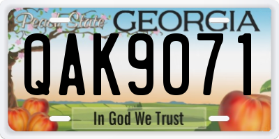 GA license plate QAK9071