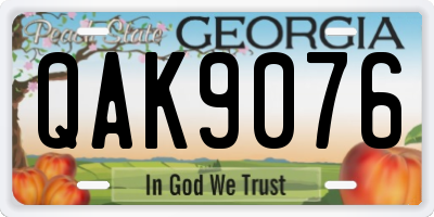 GA license plate QAK9076