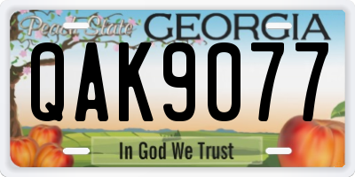 GA license plate QAK9077