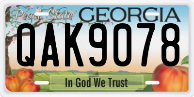 GA license plate QAK9078