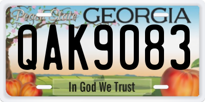 GA license plate QAK9083
