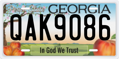 GA license plate QAK9086