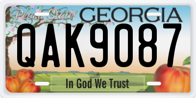 GA license plate QAK9087
