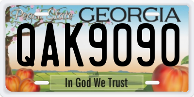 GA license plate QAK9090