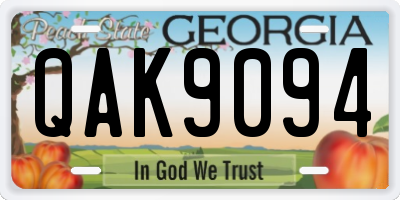 GA license plate QAK9094