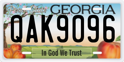 GA license plate QAK9096