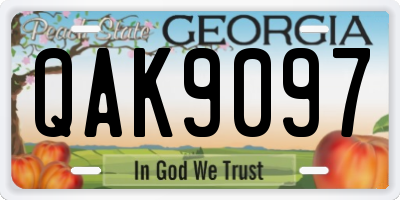 GA license plate QAK9097