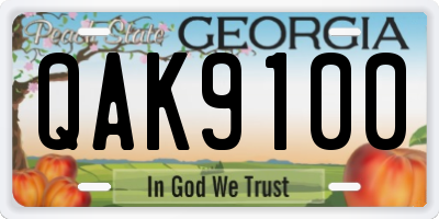 GA license plate QAK9100