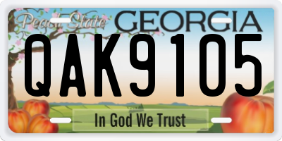 GA license plate QAK9105