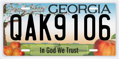 GA license plate QAK9106
