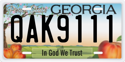 GA license plate QAK9111