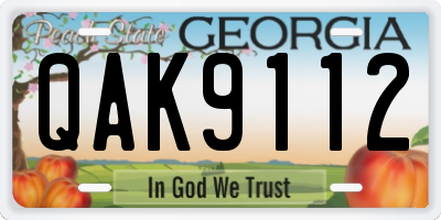 GA license plate QAK9112