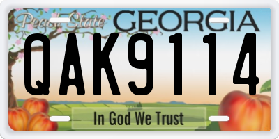 GA license plate QAK9114