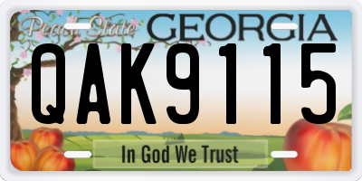GA license plate QAK9115