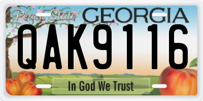 GA license plate QAK9116