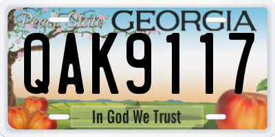 GA license plate QAK9117