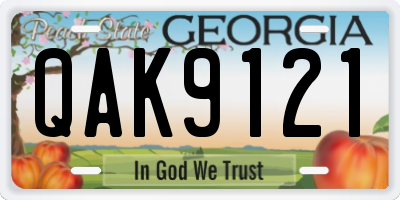 GA license plate QAK9121